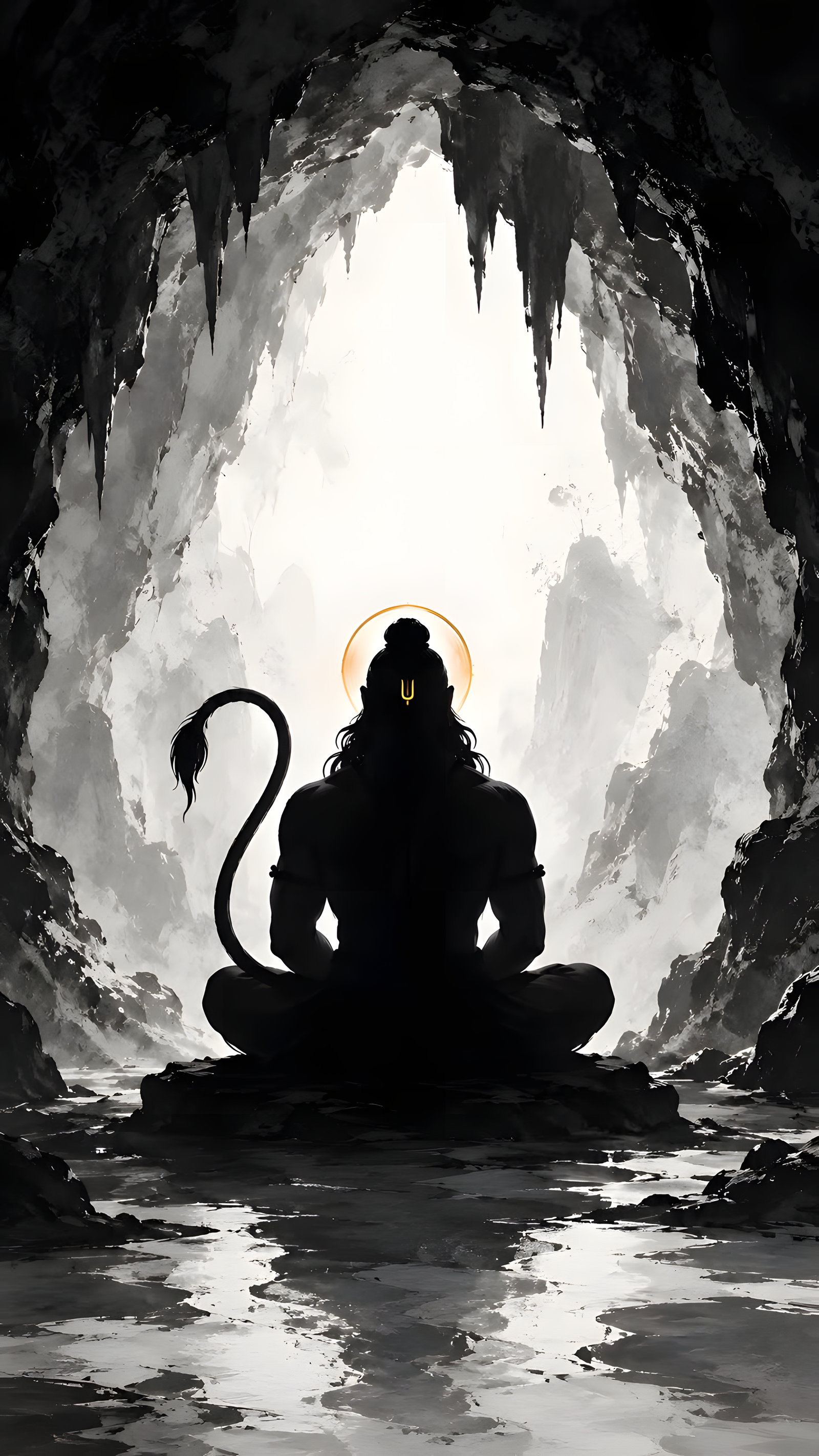 Divine Hanuman Meditation Cave 4k Mobile Wallpaper